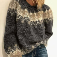 Aurora | Women's Casual Round Neck Relaxed Fit Knit Winter Sweater in Black