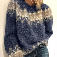 Aurora | Women's Casual Round Neck Relaxed Fit Knit Winter Sweater in Blue