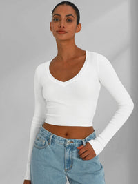 Aurore | Women's Bodycon Long Sleeve Knit Top in White