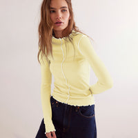 Austeberte | Women's Bodycon Long Sleeve Top in Light Yellow