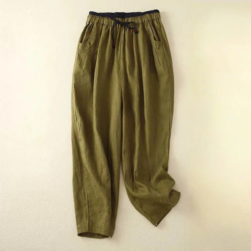 Austeja | Women's Adjustable Drawstring Summer Pants in Green
