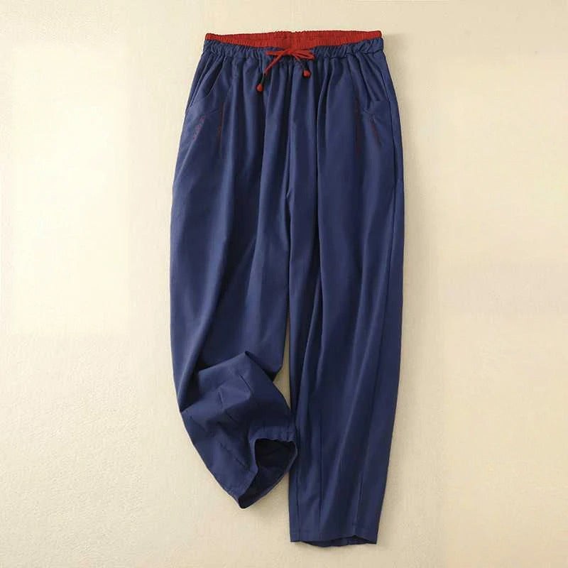 Austeja | Women's Adjustable Drawstring Summer Pants in Navy Blue