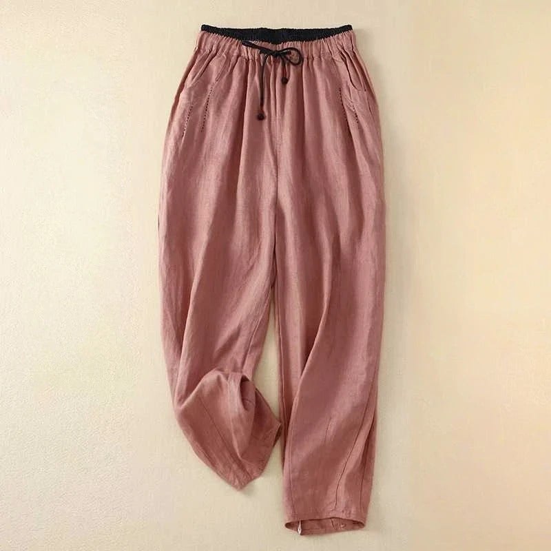 Austeja | Women's Adjustable Drawstring Summer Pants in Pink