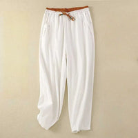 Austeja | Women's Adjustable Drawstring Summer Pants in White