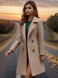 Ava | Women's Pockets Elegant Coat in Beige