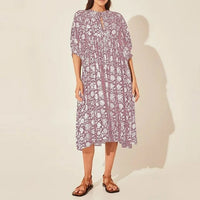 Avis | Women's Floral Casual Midi Dress in Light Pink