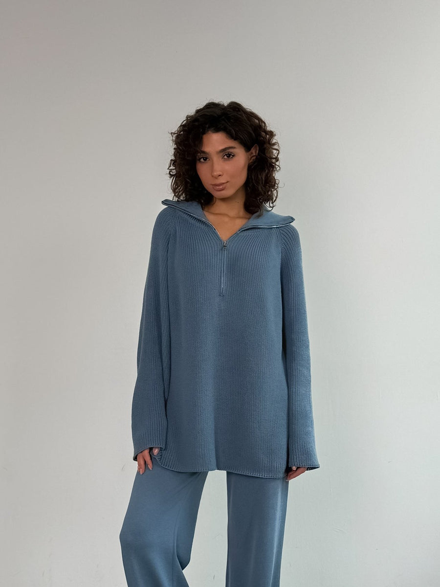 Avis | Women's Zip Sweater in Dark Blue