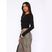 Avril | Women's Button-Front Bodycon Long Sleeve Top