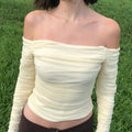 Axelle | Women's Asymmetric Puff Sleeve Ruched Elegant Top