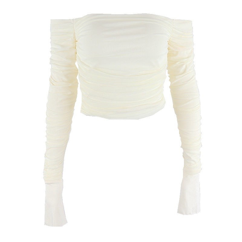 Axelle | Women's Asymmetric Puff Sleeve Ruched Elegant Top in Yellow