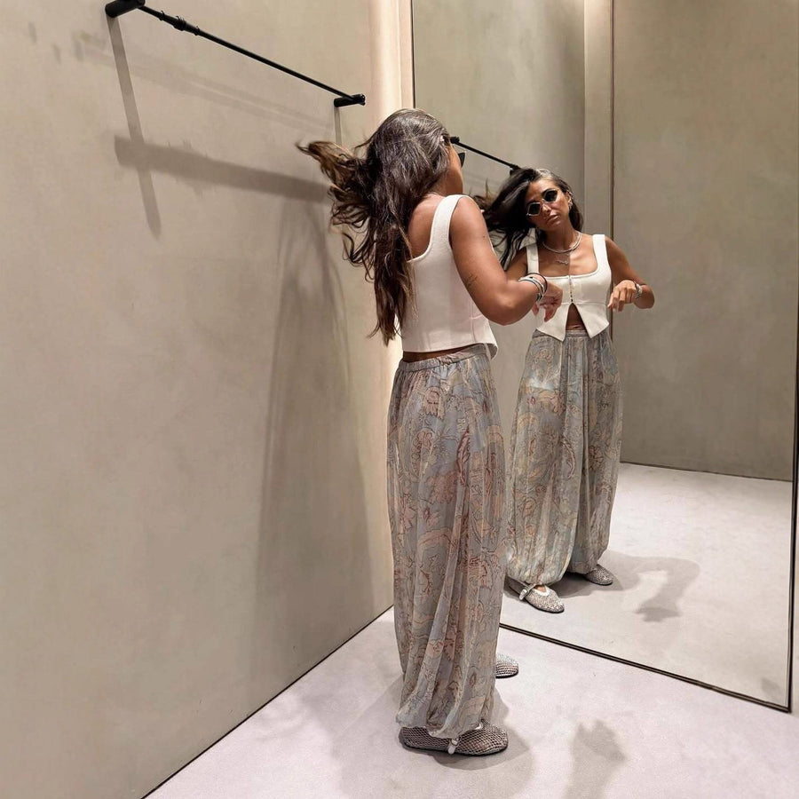 Azalea | Women's Elastic Waist Floral Pants – Dress Pants