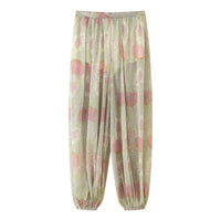 Azalea | Women's Elastic Waist Floral Pants – Dress Pants in Green