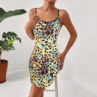 Baptistine | Women's Floral Print Bodycon Mini Dress in Yellow