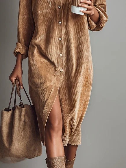 Barbro | Women's Sleeve Midi Button Down Collar Dress