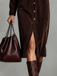 Barbro | Women's Sleeve Midi Button Down Collar Dress