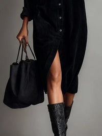 Barbro | Women's Sleeve Midi Button Down Collar Dress