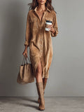 Barbro | Women's Sleeve Midi Button Down Collar Dress
