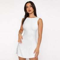 Basilia | Women's Bodycon Ruched Mini Dress in White