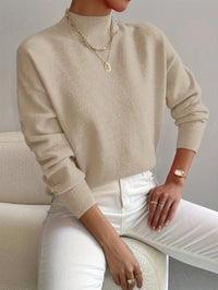 Bathild | Women's Crew Neck with Ribbed Cuff Sweater in Beige