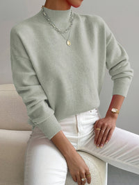 Bathild | Women's Crew Neck with Ribbed Cuff Sweater in Light Green