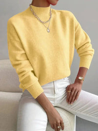 Bathild | Women's Crew Neck with Ribbed Cuff Sweater in Yellow