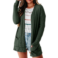 Beatrisa | Women's Pockets Knit Modern Cardigan in Green