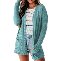 Beatrisa | Women's Pockets Knit Modern Cardigan in Sky Blue