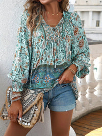 Beatrix | Women's Floral Blouse in Blue