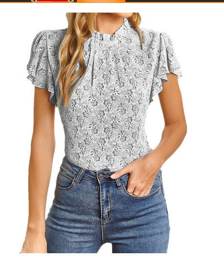 Belinda | Women's Ruffle Detail Floral Elegant Blouse Top