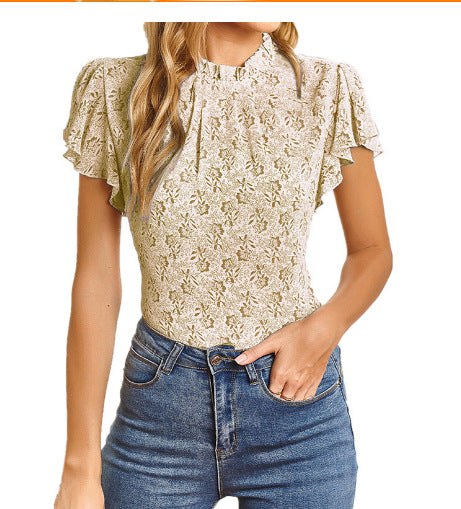 Belinda | Women's Ruffle Detail Floral Elegant Blouse Top