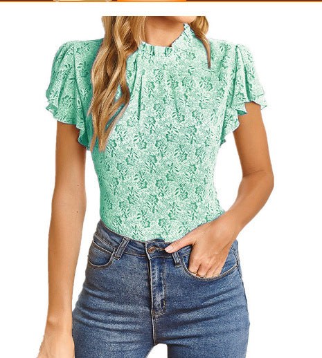 Belinda | Women's Ruffle Detail Floral Elegant Blouse Top