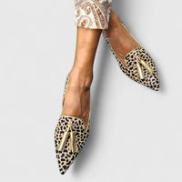 Belinda | Women's Flat Pointed Patterned Loafers in Gold