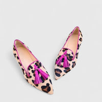 Belinda | Women's Flat Pointed Patterned Loafers in Pink