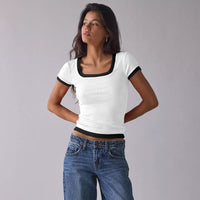 Belisa | Women's Crew Neck Bodycon Top in White