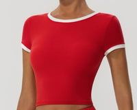 Belisa | Women's Crew Neck Bodycon Top in Wine Red