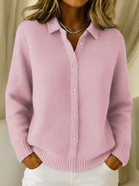 Bellamira | Women's Full Button-Front Closure Sweater in Pink
