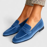 Bellamy | Women's Flat Slip-On Design Loafers in Blue
