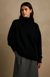 Belphoebe | Women's High Turtleneck Collar Sweater in Black