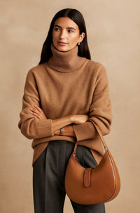 Belphoebe | Women's High Turtleneck Collar Sweater in Khaki
