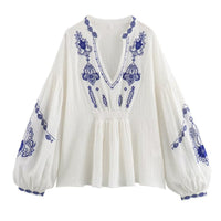 Benedetta | Women's Voluminous Floral Blouse in White