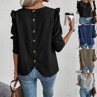 Benedetta | Women's Crew Neck Ruffle Detail Elegant Blouse