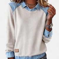 Benedikta | Women's Layered Collar Detail Sweater in Beige
