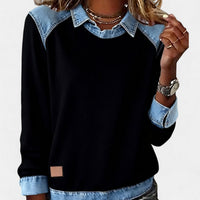Benedikta | Women's Layered Collar Detail Sweater in Black