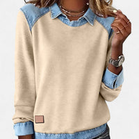 Benedikta | Women's Layered Collar Detail Sweater in Khaki