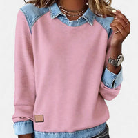 Benedikta | Women's Layered Collar Detail Sweater in Pink