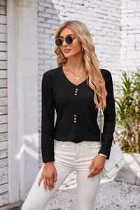 Berangere | Women's Button Detail Blouse Top in Black