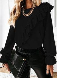 Bernadette | Women's Voluminous Ruffle Blouse in Black
