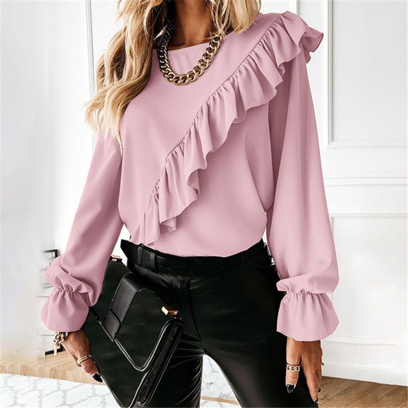 Bernadette | Women's Voluminous Ruffle Blouse in Pink