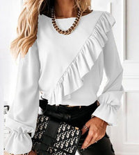 Bernadette | Women's Voluminous Ruffle Blouse in White