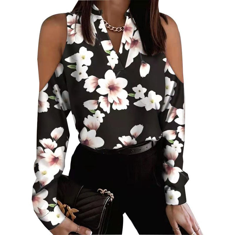 Bernadette | Women's Floral Blouse in Black